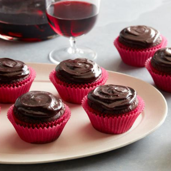 chocolate cupcakes and red wine